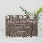 Baby zijn koude Baby shower buiten het Rustic Wint Kaart (Staand voorkant)