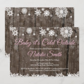 Baby zijn koude Baby shower buiten het Rustic Wint Kaart (Voorkant / Achterkant)