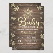 Baby zijn koude Baby shower buiten het Rustic Wint Kaart (Voorkant / Achterkant)