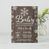 Baby zijn koude Baby shower buiten het Rustic Wint Kaart (Staand voorkant)