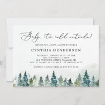 Baby zijn koude Baby shower buiten het winterbos