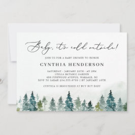 Baby zijn koude Baby shower buiten het winterbos Kaart