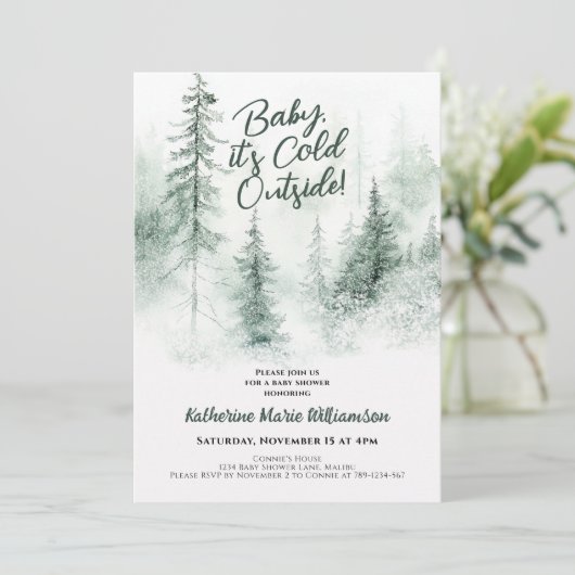 Baby zijn koude Baby shower buiten het winterbos Kaart (Staand voorkant)