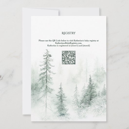 Baby zijn koude Baby shower buiten het winterbos Kaart (Achterkant)