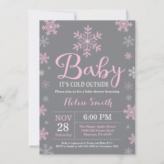 Baby zijn koude Baby shower buiten het wintermeisj Kaart (Voorkant)