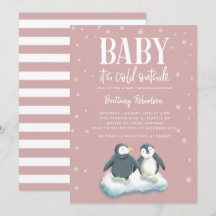 Baby zijn koude Baby shower buiten roze pinguïns