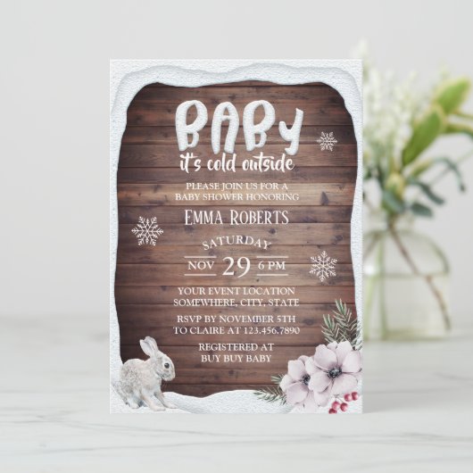 Baby zijn koude Baby shower buiten Snowflake Winte Kaart (Staand voorkant)