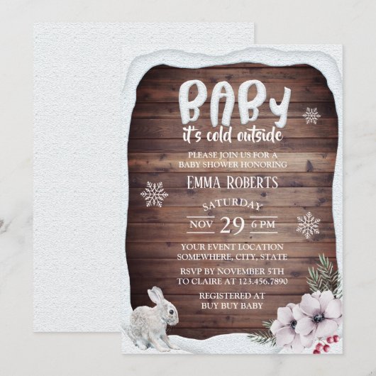 Baby zijn koude Baby shower buiten Snowflake Winte Kaart (Voorkant / Achterkant)