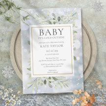 Baby zijn koude Baby shower buiten wintersneeuw