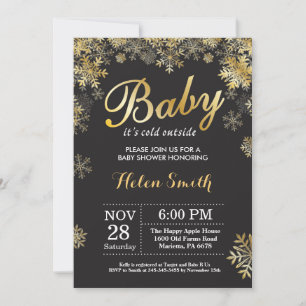 Baby zijn Koude Baby shower "Winter Gold" Kaart
