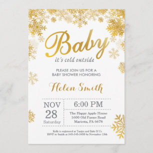 Baby zijn Koude Baby shower "Winter Gold" Kaart