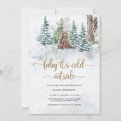 Baby zijn koude buiten beer baby shower kaart (Voorkant)