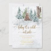 Baby zijn koude buiten beer baby shower kaart (Voorkant)