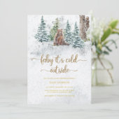 Baby zijn koude buiten beer baby shower kaart (Staand voorkant)