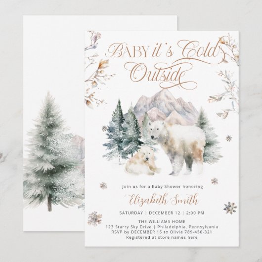 Baby zijn koude buiten Beer Baby shower Kaart (Voorkant / Achterkant)