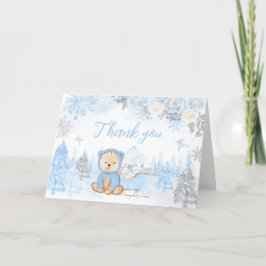Baby zijn koude buiten blauw Beren Baby shower Bedankkaart