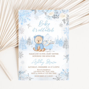 Baby zijn koude buiten blauw Beren Baby shower Kaart