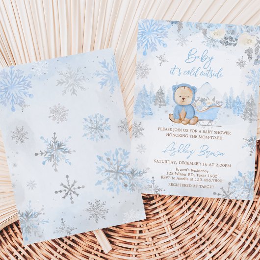 Baby zijn koude buiten blauw Beren Baby shower Kaart