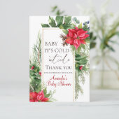 Baby zijn koude buiten de winter Baby shower gunst Bedankkaart (Staand voorkant)