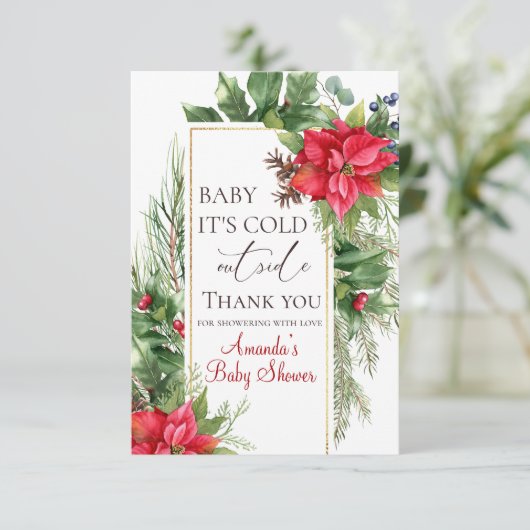 Baby zijn koude buiten de winter Baby shower gunst Bedankkaart (Staand voorkant)