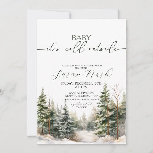 Baby zijn koude buiten de winter Baby shower parti Kaart (Voorkant)