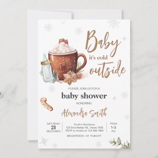 Baby zijn koude buiten de winter warme cacao Baby  Kaart (Voorkant)