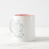Baby zijn koude buiten Grijze Manuscript Holiday Tweekleurige Koffiemok (Voorkant links)