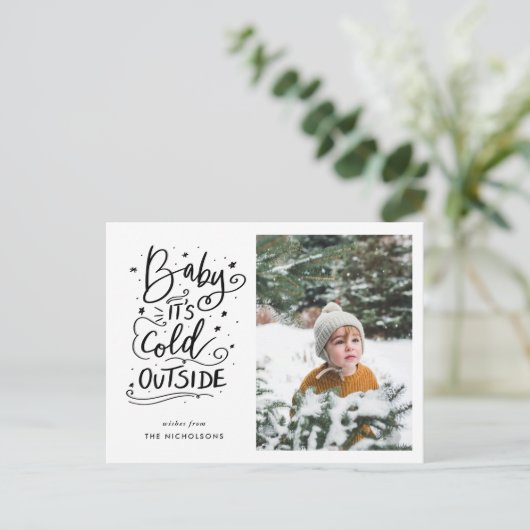 Baby zijn koude buiten handgeschreven scriptfoto briefkaart (Staand voorkant)