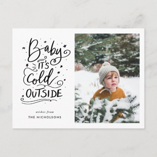 Baby zijn koude buiten handgeschreven scriptfoto briefkaart (Voorkant)