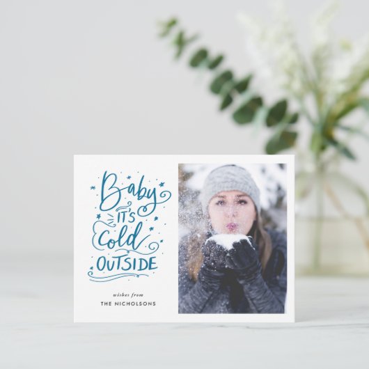 Baby zijn koude buiten handgeschreven scriptfoto briefkaart (Staand voorkant)