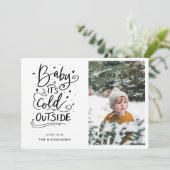 Baby zijn koude buiten handgeschreven scriptfoto kaart (Staand voorkant)