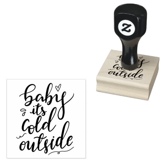Baby zijn koude buiten handgeschreven zwarte scrip rubberstempel (Gestempeld)