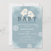 Baby zijn koude buiten handschoenen douche uitnodi kaart (Voorkant)