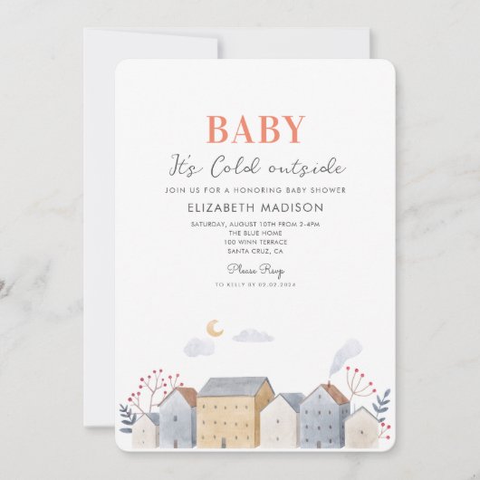 Baby zijn koude buiten het baby shower van de wint kaart (Voorkant)
