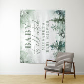 Baby zijn koude buiten het winterbos welkom wandkleed (In situ)