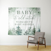 Baby zijn koude buiten het winterbos welkom wandkleed (In Situ (horizontaal))