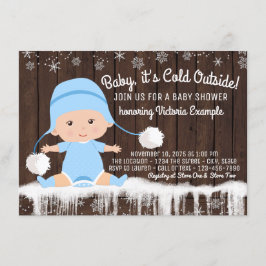 Baby zijn koude buiten jongen Baby shower uitnodig Kaart