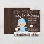 Baby zijn koude buiten jongen Baby shower uitnodig Kaart (Voorkant / Achterkant)