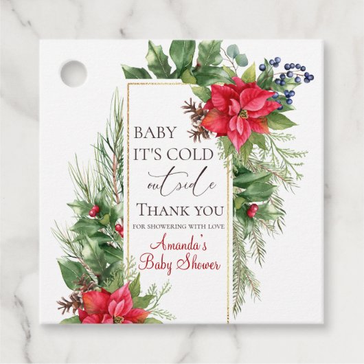 Baby zijn koude buiten Pine Winter Baby shower Bedankjes Labels (Voorkant)
