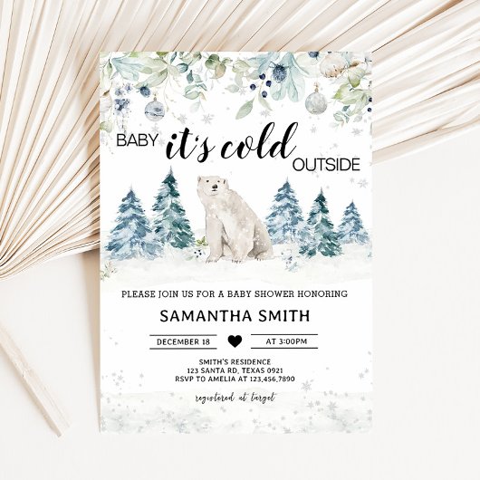 Baby zijn koude buiten poolBeer Baby shower Kaart