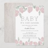 Baby zijn koude buiten roze dennenappel Baby showe Kaart (Voorkant / Achterkant)