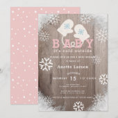 Baby zijn koude buiten roze douche uitnodiging (Voorkant / Achterkant)