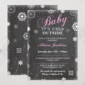 Baby zijn koude buiten roze meisje Baby shower uit Kaart (Voorkant / Achterkant)