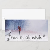 Baby zijn koude buiten script vakantiefoto feestdagenkaart (Voorkant / Achterkant)