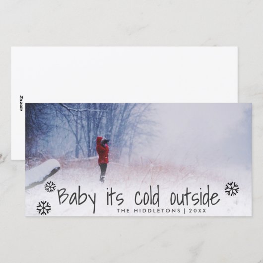 Baby zijn koude buiten script vakantiefoto feestdagenkaart (Voorkant / Achterkant)