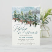 Baby zijn koude buiten sneeuwval bomen baby shower kaart (Staand voorkant)