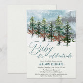 Baby zijn koude buiten sneeuwval bomen baby shower kaart (Voorkant / Achterkant)