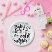 Baby zijn koude buiten typografie vakantie papieren bordje (Feest)