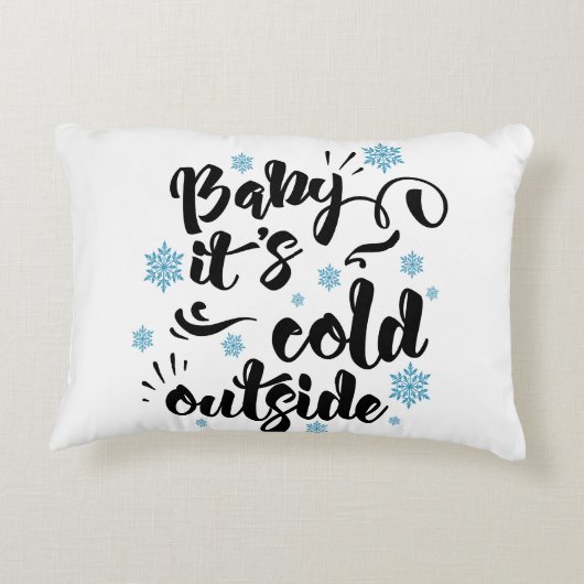 Baby zijn Koude Buiten typografie Winter Holiday Accent Kussen (Achterkant)
