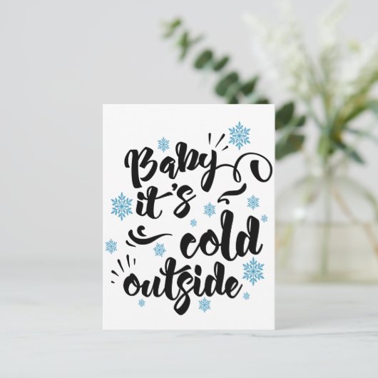 Baby zijn Koude Buiten typografie Winter Holiday Feestdagenkaart (Staand voorkant)